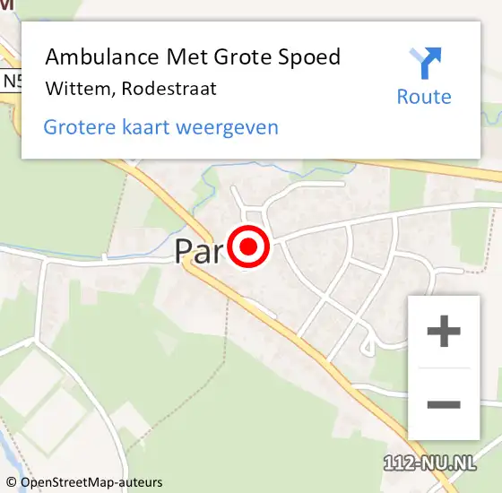 Locatie op kaart van de 112 melding: Ambulance Met Grote Spoed Naar Wittem, Rodestraat op 12 maart 2014 14:01