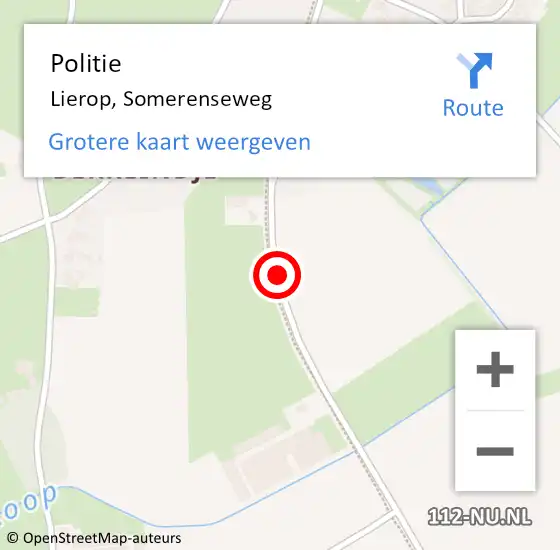 Locatie op kaart van de 112 melding: Politie Lierop, Somerenseweg op 21 oktober 2018 18:05