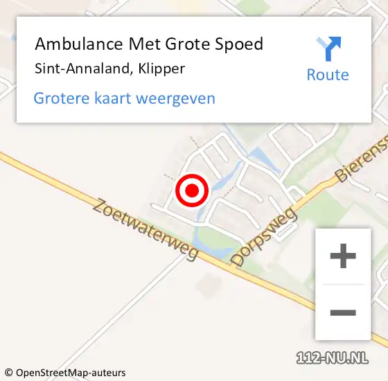 Locatie op kaart van de 112 melding: Ambulance Met Grote Spoed Naar Sint-Annaland, Klipper op 21 oktober 2018 18:24