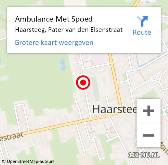 Locatie op kaart van de 112 melding: Ambulance Met Spoed Naar Haarsteeg, Pater van den Elsenstraat op 21 oktober 2018 19:20