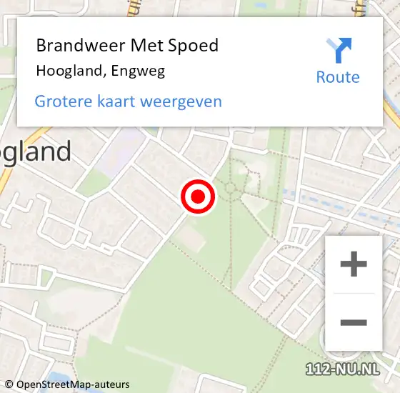 Locatie op kaart van de 112 melding: Brandweer Met Spoed Naar Hoogland, Engweg op 21 oktober 2018 19:58