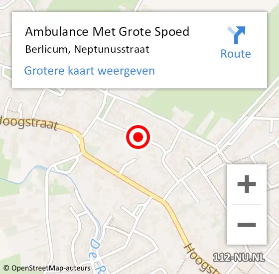 Locatie op kaart van de 112 melding: Ambulance Met Grote Spoed Naar Berlicum, Neptunusstraat op 21 oktober 2018 20:01