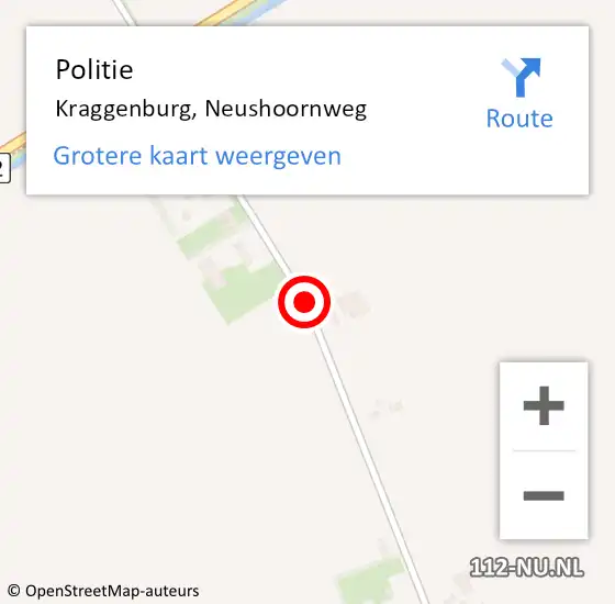 Locatie op kaart van de 112 melding: Politie Kraggenburg, Neushoornweg op 21 oktober 2018 20:16