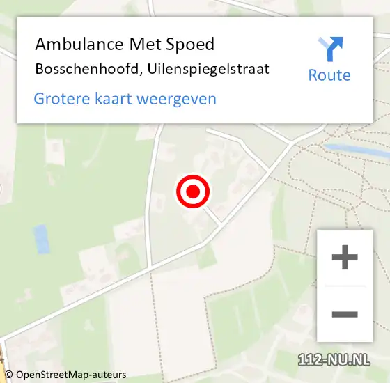 Locatie op kaart van de 112 melding: Ambulance Met Spoed Naar Bosschenhoofd, Uilenspiegelstraat op 21 oktober 2018 21:04