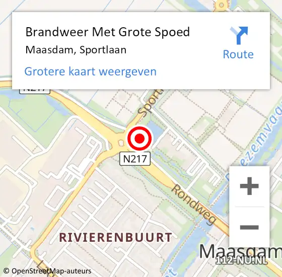 Locatie op kaart van de 112 melding: Brandweer Met Grote Spoed Naar Maasdam, Sportlaan op 12 maart 2014 14:10