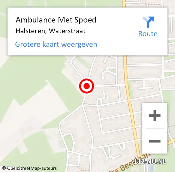 Locatie op kaart van de 112 melding: Ambulance Met Spoed Naar Halsteren, Waterstraat op 21 oktober 2018 22:26
