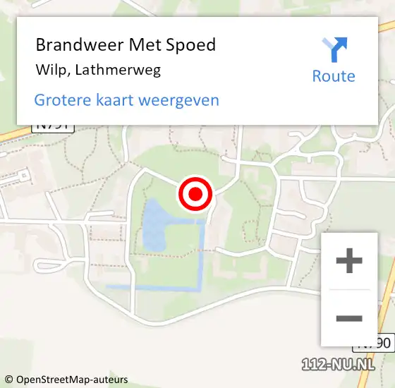 Locatie op kaart van de 112 melding: Brandweer Met Spoed Naar Wilp, Lathmerweg op 21 oktober 2018 22:52