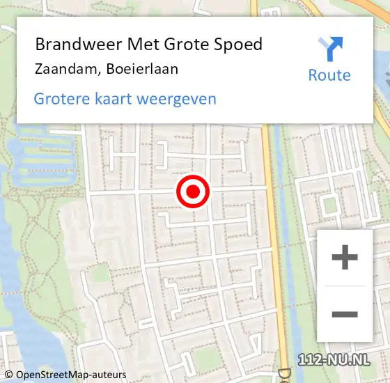 Locatie op kaart van de 112 melding: Brandweer Met Grote Spoed Naar Zaandam, Boeierlaan op 21 oktober 2018 23:35