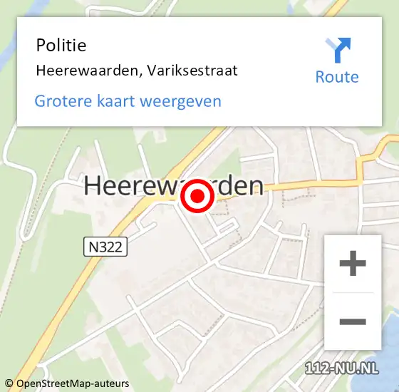 Locatie op kaart van de 112 melding: Politie Heerewaarden, Variksestraat op 21 oktober 2018 23:36