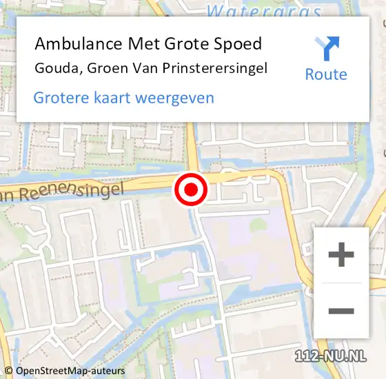 Locatie op kaart van de 112 melding: Ambulance Met Grote Spoed Naar Gouda, Groen Van Prinsterersingel op 22 oktober 2018 00:28