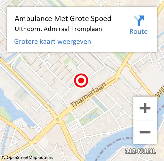 Locatie op kaart van de 112 melding: Ambulance Met Grote Spoed Naar Uithoorn, Admiraal Tromplaan op 22 oktober 2018 00:28