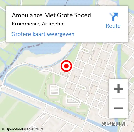 Locatie op kaart van de 112 melding: Ambulance Met Grote Spoed Naar Krommenie, Arianehof op 22 oktober 2018 00:37