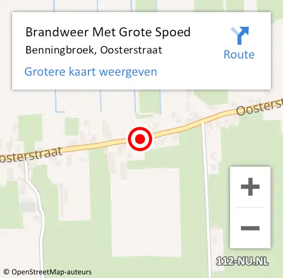 Locatie op kaart van de 112 melding: Brandweer Met Grote Spoed Naar Benningbroek, Oosterstraat op 22 oktober 2018 02:24