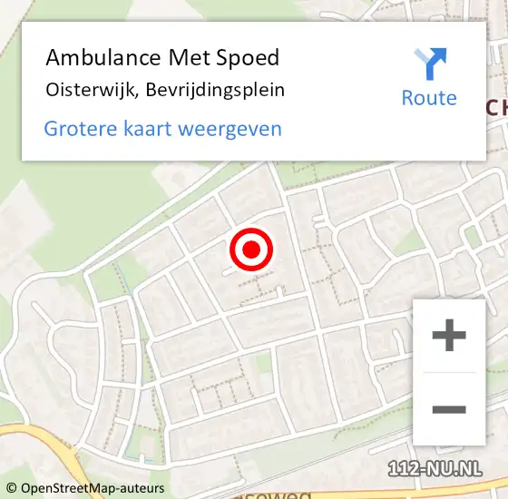 Locatie op kaart van de 112 melding: Ambulance Met Spoed Naar Oisterwijk, Bevrijdingsplein op 22 oktober 2018 02:35