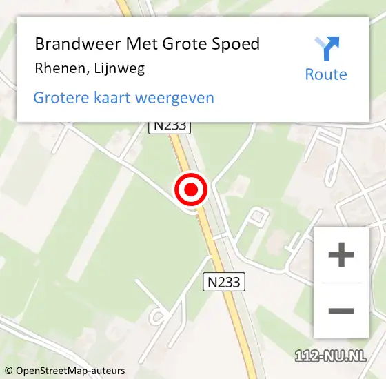 Locatie op kaart van de 112 melding: Brandweer Met Grote Spoed Naar Rhenen, Lijnweg op 22 oktober 2018 06:09