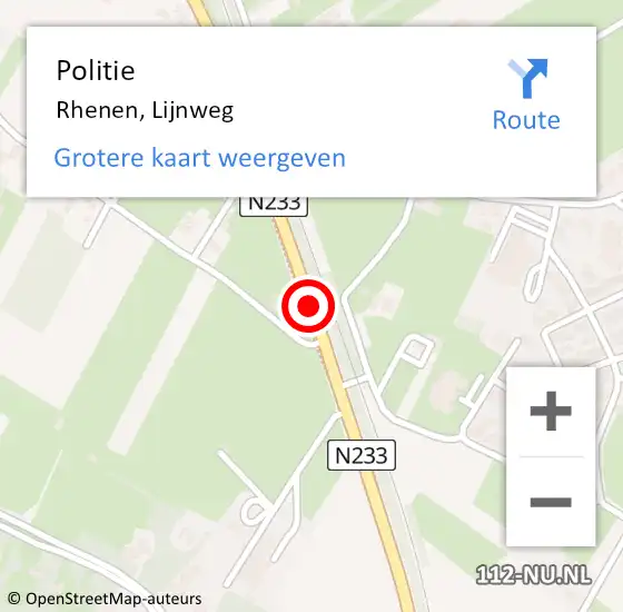 Locatie op kaart van de 112 melding: Politie Rhenen, Lijnweg op 22 oktober 2018 06:15