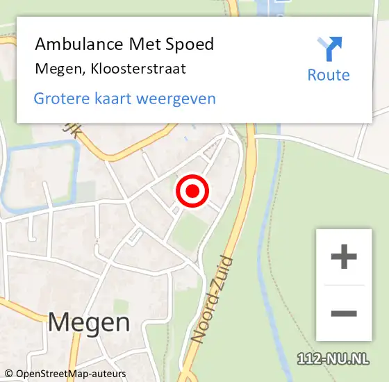 Locatie op kaart van de 112 melding: Ambulance Met Spoed Naar Megen, Kloosterstraat op 22 oktober 2018 07:00