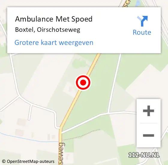 Locatie op kaart van de 112 melding: Ambulance Met Spoed Naar Boxtel, Oirschotseweg op 22 oktober 2018 07:36