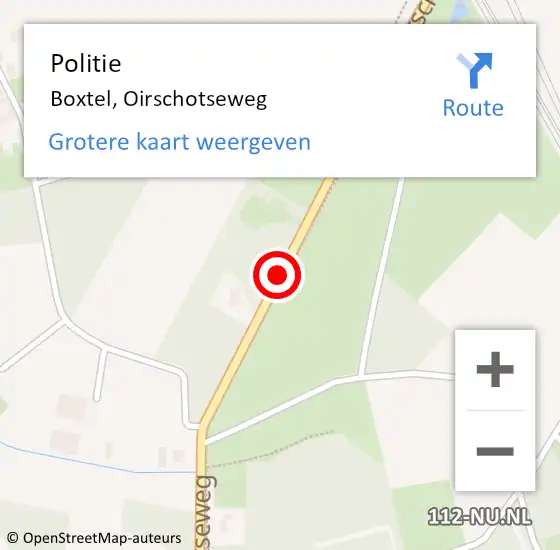 Locatie op kaart van de 112 melding: Politie Boxtel, Oirschotseweg op 22 oktober 2018 08:09