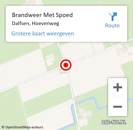 Locatie op kaart van de 112 melding: Brandweer Met Spoed Naar Dalfsen, Hoevenweg op 22 oktober 2018 08:39