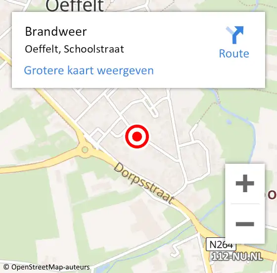 Locatie op kaart van de 112 melding: Brandweer Oeffelt, Schoolstraat op 22 oktober 2018 12:15