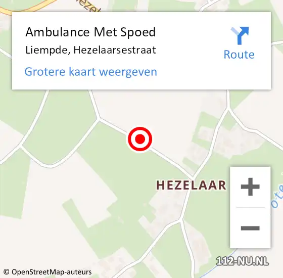 Locatie op kaart van de 112 melding: Ambulance Met Spoed Naar Liempde, Hezelaarsestraat op 22 oktober 2018 12:42
