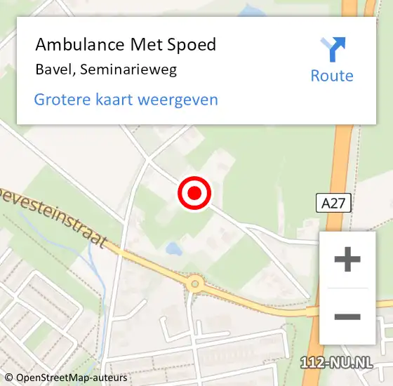 Locatie op kaart van de 112 melding: Ambulance Met Spoed Naar Bavel, Seminarieweg op 22 oktober 2018 13:10