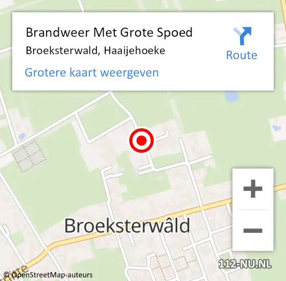 Locatie op kaart van de 112 melding: Brandweer Met Grote Spoed Naar Broeksterwald, Haaijehoeke op 22 oktober 2018 13:15