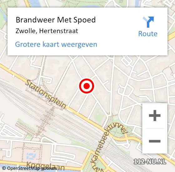 Locatie op kaart van de 112 melding: Brandweer Met Spoed Naar Zwolle, Hertenstraat op 22 oktober 2018 13:21