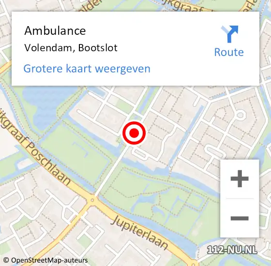 Locatie op kaart van de 112 melding: Ambulance Volendam, Bootslot op 22 oktober 2018 13:45