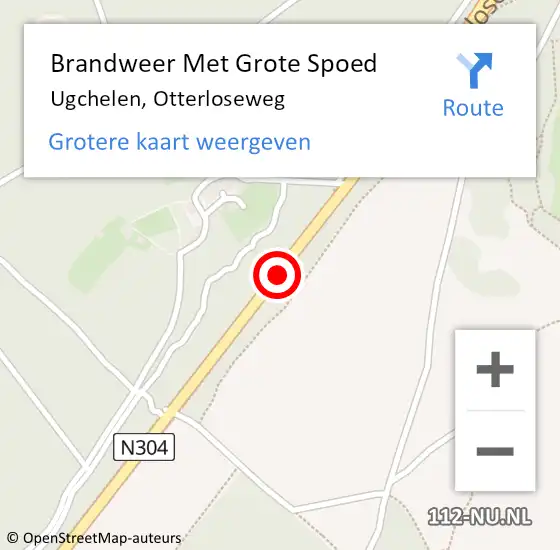 Locatie op kaart van de 112 melding: Brandweer Met Grote Spoed Naar Apeldoorn, N304 hectometerpaal: 18,4 op 22 oktober 2018 14:55