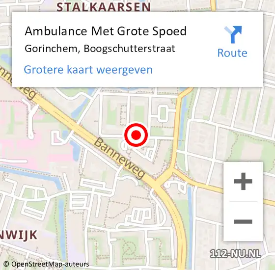Locatie op kaart van de 112 melding: Ambulance Met Grote Spoed Naar Gorinchem, Boogschutterstraat op 22 oktober 2018 15:12