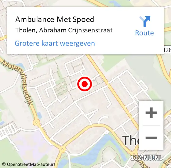 Locatie op kaart van de 112 melding: Ambulance Met Spoed Naar Tholen, Abraham Crijnssenstraat op 22 oktober 2018 15:19