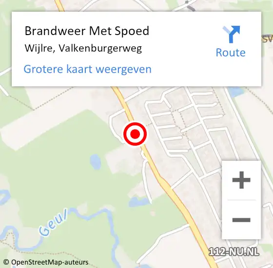 Locatie op kaart van de 112 melding: Brandweer Met Spoed Naar Wijlre, Valkenburgerweg op 22 oktober 2018 15:48