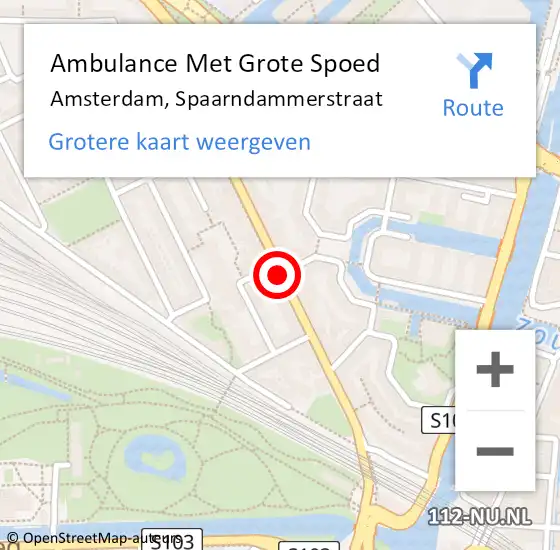 Locatie op kaart van de 112 melding: Ambulance Met Grote Spoed Naar Amsterdam, Spaarndammerstraat op 22 oktober 2018 16:15