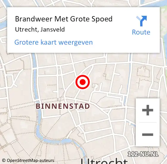 Locatie op kaart van de 112 melding: Brandweer Met Grote Spoed Naar Utrecht, Jansveld op 22 oktober 2018 16:25