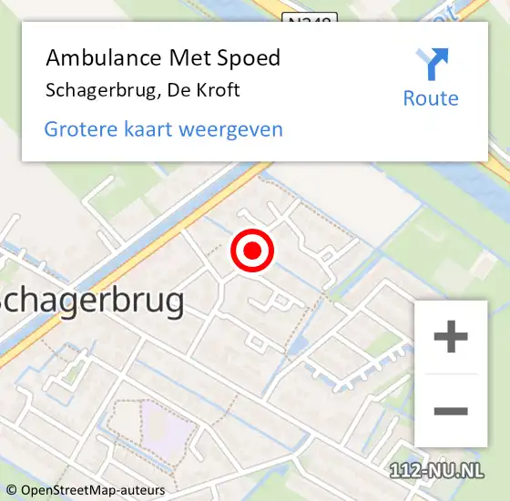 Locatie op kaart van de 112 melding: Ambulance Met Spoed Naar Schagerbrug, De Kroft op 22 oktober 2018 16:56