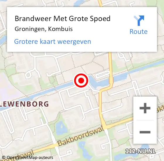 Locatie op kaart van de 112 melding: Brandweer Met Grote Spoed Naar Groningen, Kombuis op 22 oktober 2018 17:02