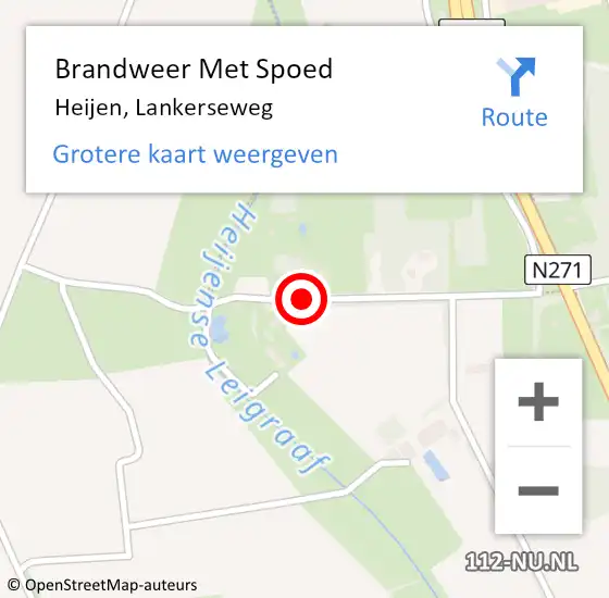 Locatie op kaart van de 112 melding: Brandweer Met Spoed Naar Heijen, Lankerseweg op 22 oktober 2018 17:14