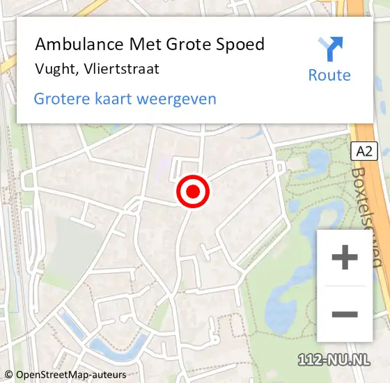 Locatie op kaart van de 112 melding: Ambulance Met Grote Spoed Naar Vught, Vliertstraat op 22 oktober 2018 17:17