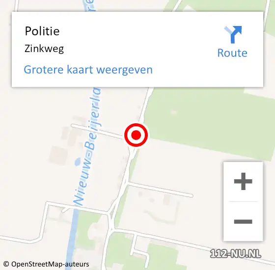 Locatie op kaart van de 112 melding: Politie Zinkweg op 22 oktober 2018 20:14