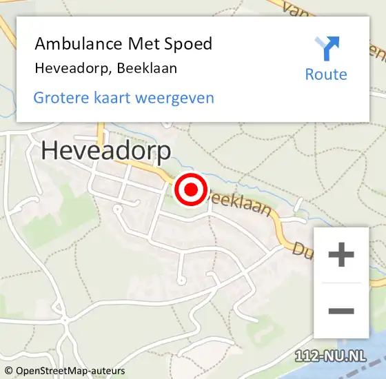 Locatie op kaart van de 112 melding: Ambulance Met Spoed Naar Heveadorp, Beeklaan op 22 oktober 2018 22:26