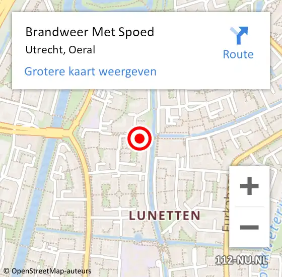 Locatie op kaart van de 112 melding: Brandweer Met Spoed Naar Utrecht, Oeral op 22 oktober 2018 23:45
