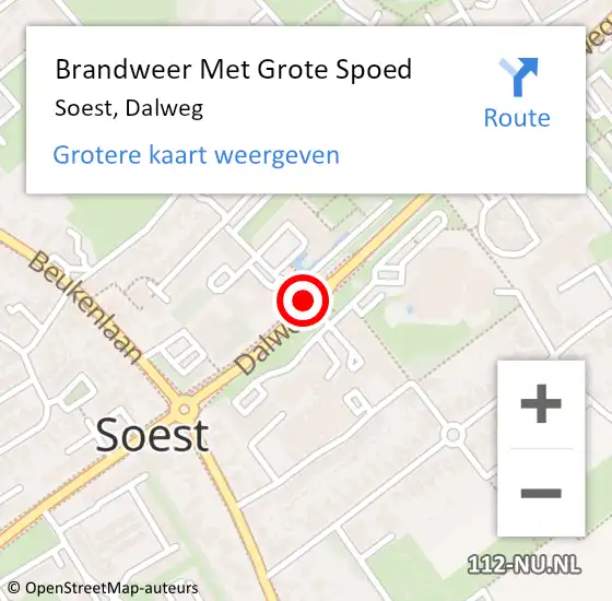 Locatie op kaart van de 112 melding: Brandweer Met Grote Spoed Naar Soest, Dalweg op 23 oktober 2018 00:19