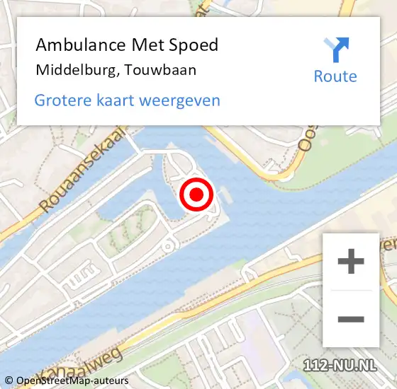 Locatie op kaart van de 112 melding: Ambulance Met Spoed Naar Middelburg, Touwbaan op 23 oktober 2018 00:59