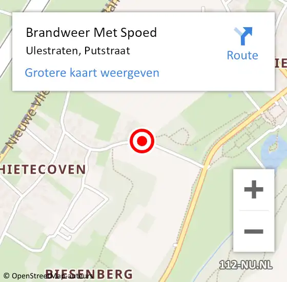 Locatie op kaart van de 112 melding: Brandweer Met Spoed Naar Ulestraten, Putstraat op 23 oktober 2018 01:25