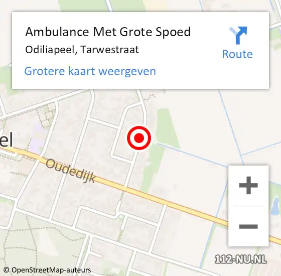 Locatie op kaart van de 112 melding: Ambulance Met Grote Spoed Naar Odiliapeel, Tarwestraat op 23 oktober 2018 03:16