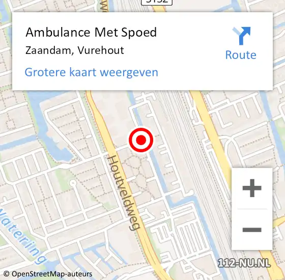 Locatie op kaart van de 112 melding: Ambulance Met Spoed Naar Zaandam, Vurehout op 23 oktober 2018 04:01