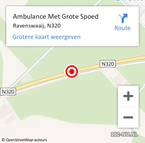 Locatie op kaart van de 112 melding: Ambulance Met Grote Spoed Naar Ravenswaaij, N320 op 23 oktober 2018 05:32