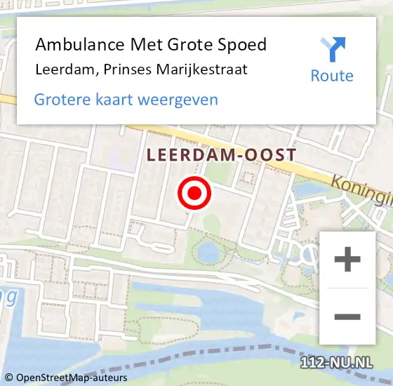 Locatie op kaart van de 112 melding: Ambulance Met Grote Spoed Naar Leerdam, Prinses Marijkestraat op 23 oktober 2018 07:13